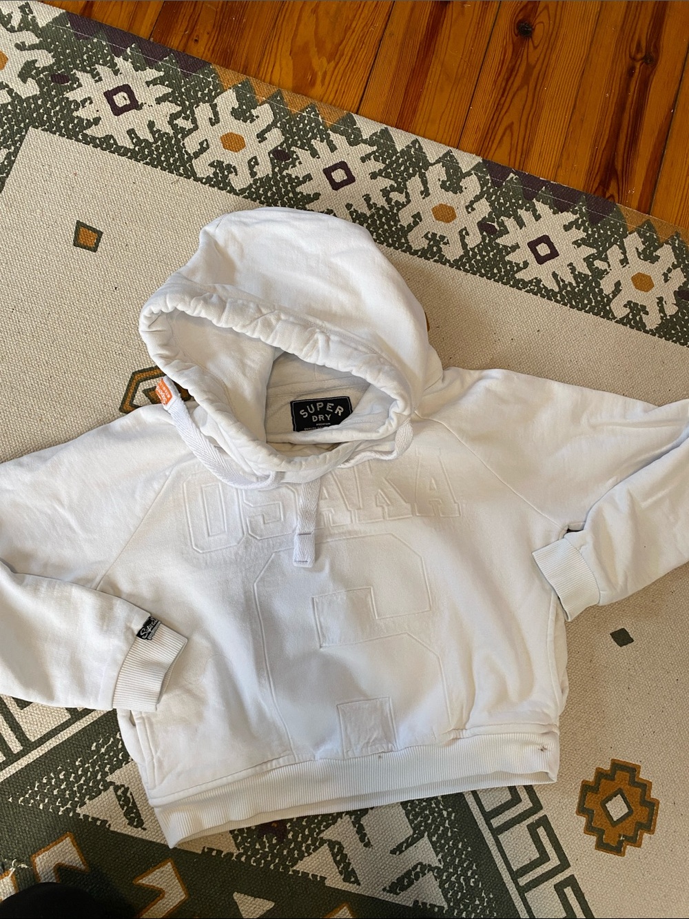 Superdry White Hooded Sweatshirt with Embossed Logo